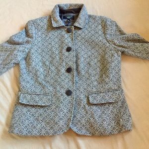 Talbots white and grey blazer